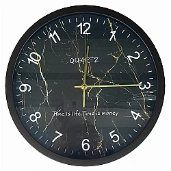 ABS Αναλογικό ρολόι τοίχου / Analog Wall Clock 30cm Time is life Time is money (oem)