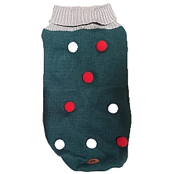 Ρουχαλάκι Πουλόβερ για Σκυλάκια Μήκους 40cm Large Bodysuit for Dogs Green with Red and White Balls (oem)