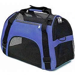 Φορητή τσάντα μεταφοράς κατοικίδιων Size Large (52x40x27) cm Breathable Portable Pet Carrier Black-Dark Blue (oem)
