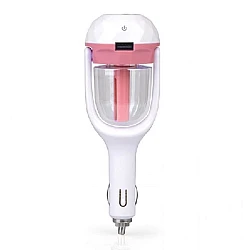 Car Air Humidifier with USB Charger Port / Aromatherapy Essential Oil Aroma Diffuser / Air Purifier / Car charger / Portable Mini Ultrasonic Air Freshener Pink (oem)